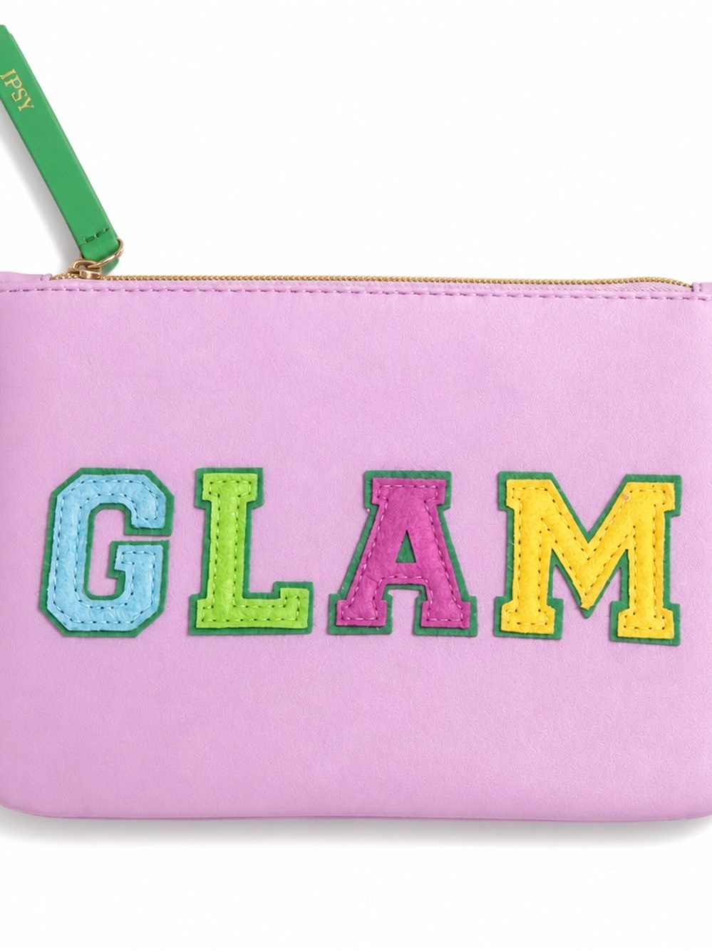 ipsy Lavender GLAM Wristlet with Multicolor Letters
Measurements: 7.5”X5”
